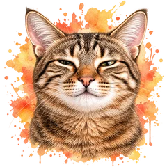 The warm teacher — a painted cat portrait